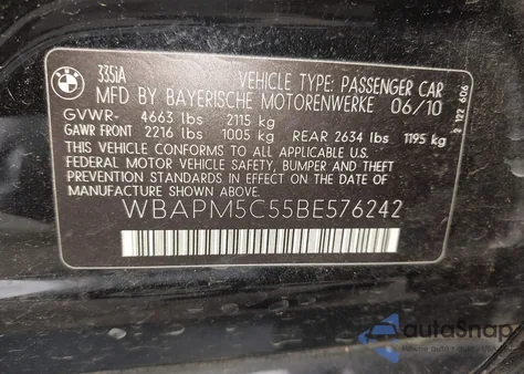 2011 BMW 335I from USA, damaged, VIN WBAPM5C55BE576242